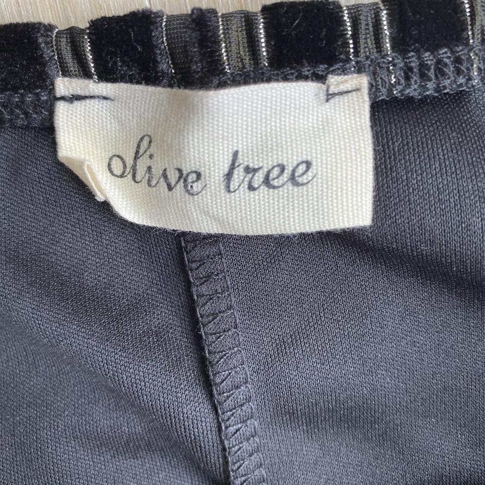 Olive Tree Y2K Black Velvet Striped Size L Mini Dress Metallic Silver Accents - Picture 2 of 9